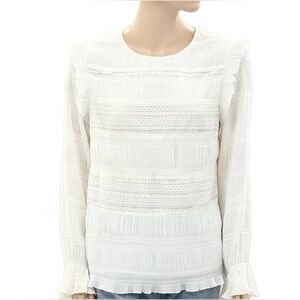 NWT Velvet by Graham & Spencer for Anthropologie white ruffle Long-Sleeve Blouse